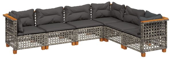 6 részes szürke polyrattan kerti ülőgarnitúra párnákkal