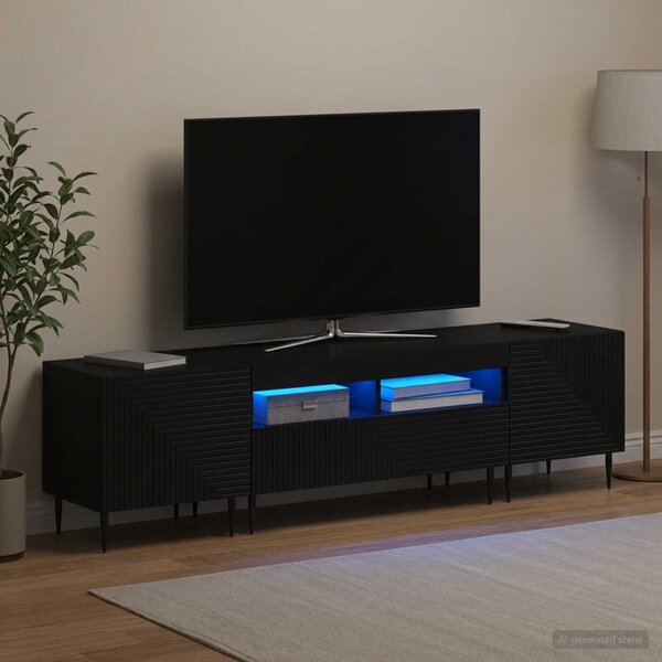 VidaXL 3 darabos LED TV szekrény Fekete Szerelt Fa