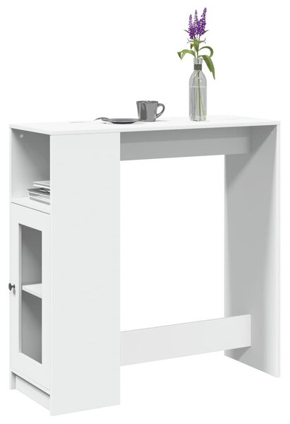 Fehér szerelt fa tárolórekeszes bárasztal 101 x 40 x 103,5 cm