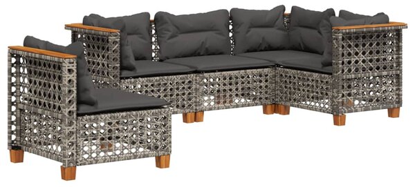 5 részes szürke polyrattan kerti ülőgarnitúra párnákkal