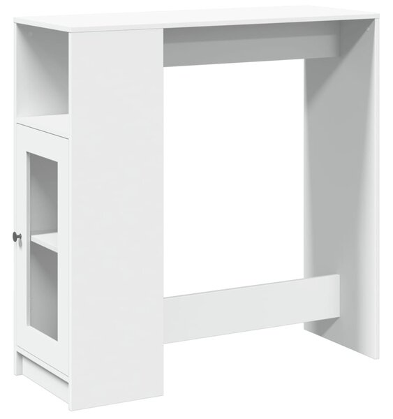 Fehér szerelt fa tárolórekeszes bárasztal 101 x 40 x 103,5 cm