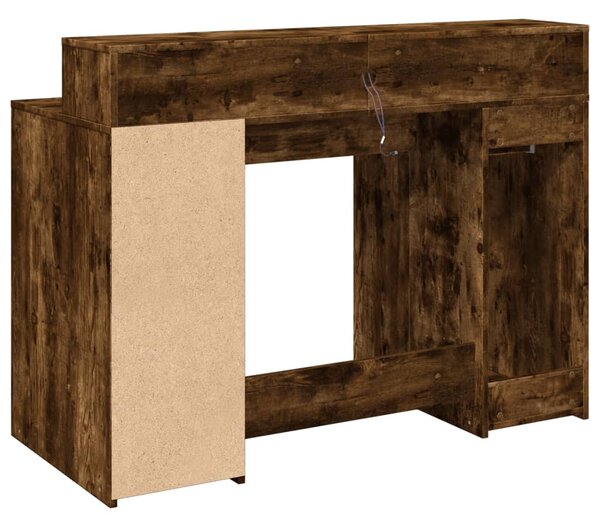 Füstös tölgy színű szerelt fa íróasztal LED-ekkel 120x55x91 cm