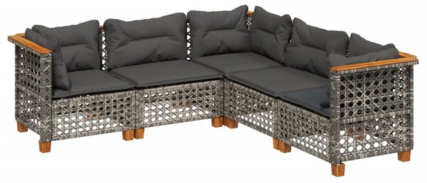 5 részes szürke polyrattan kerti ülőgarnitúra párnákkal