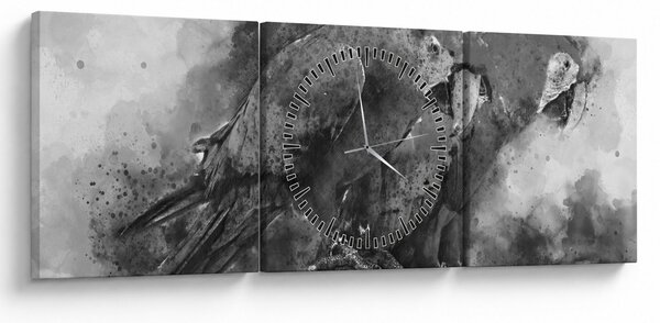 Kép - Akvarell papagájok (órával) (90x30 cm)