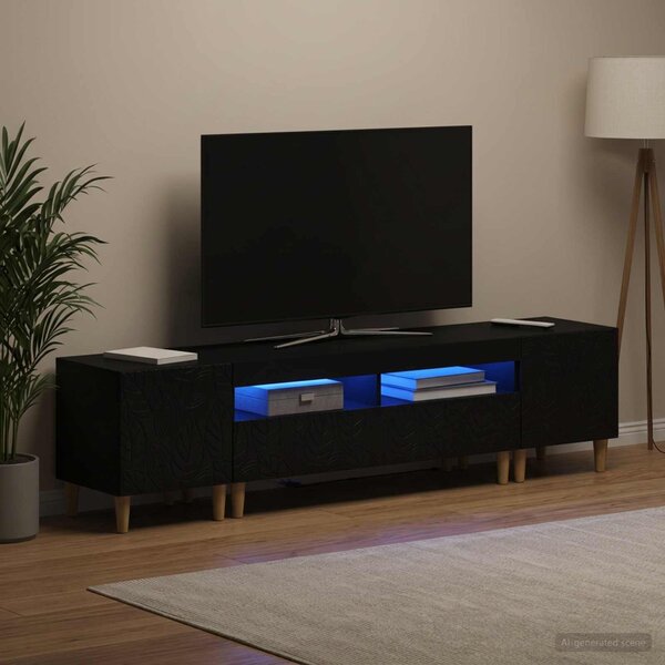 VidaXL 5 darabos LED TV szekrény Fekete Szerelt Fa
