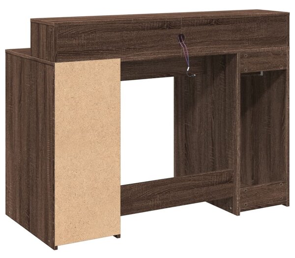 Barna tölgy színű szerelt fa íróasztal LED-ekkel 120x55x91 cm