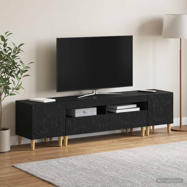 VidaXL 5 darabos LED TV szekrény Fekete Szerelt Fa