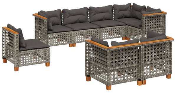 8 részes szürke polyrattan kerti ülőgarnitúra párnákkal