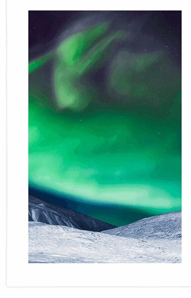 Poszter paszportuval aurora borealis az égen