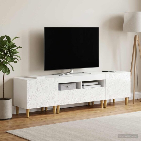 VidaXL 5 darabos LED TV szekrény Magasfényű Fehér Szerelt Fa