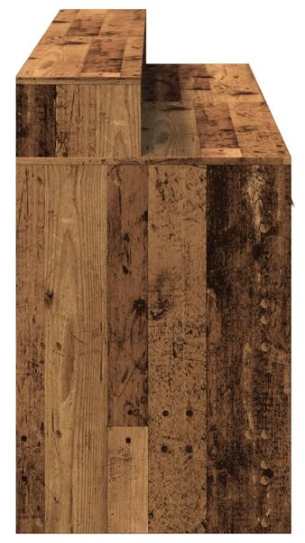 Antik fa színű szerelt fa íróasztal LED-ekkel 160 x 55 x 91 cm