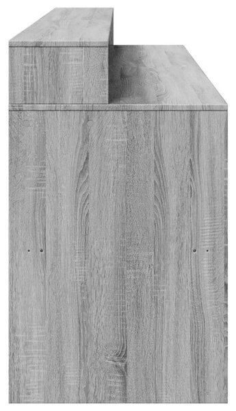 Szürke sonoma színű szerelt fa íróasztal LED-ekkel 200x55x91 cm