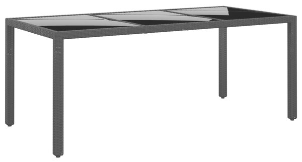 VidaXL fekete polyrattan és edzett üveg kerti asztal 190 x 90 x 75 cm