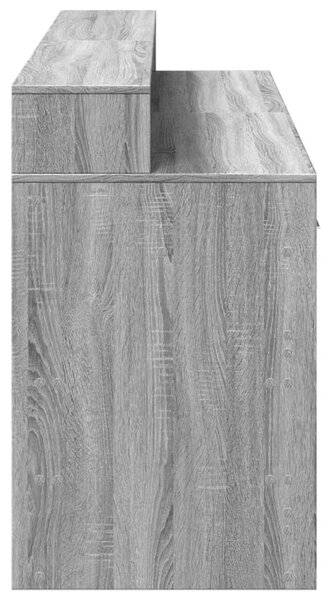 Szürke sonoma színű szerelt fa íróasztal LED-ekkel 160x55x91 cm
