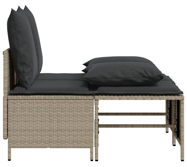 4 részes világosszürke polyrattan kerti ülőgarnitúra párnákkal