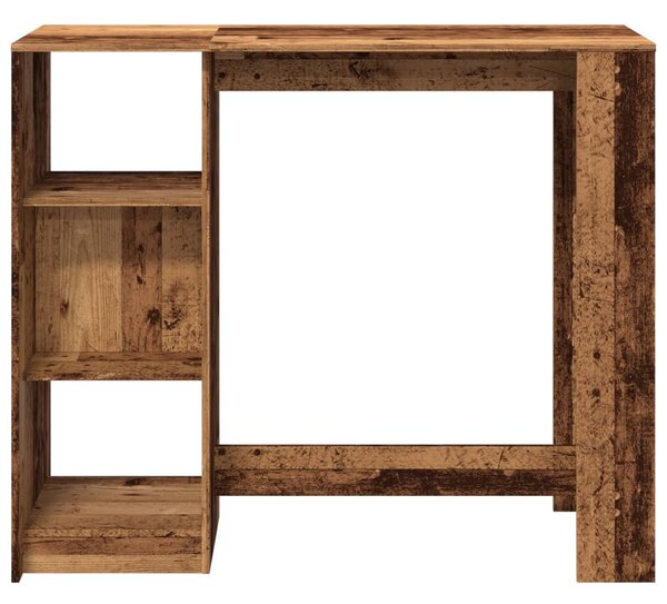 Antik fa színű szerelt fa bárasztal polccal 124 x 46 x 103,5 cm