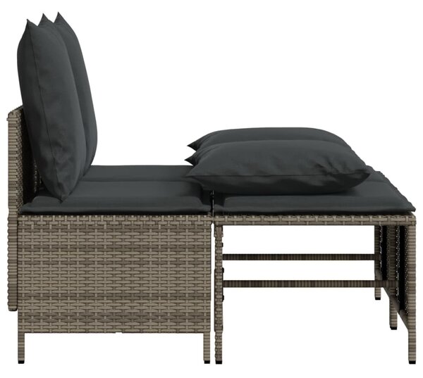 4 részes szürke polyrattan kerti ülőgarnitúra párnákkal