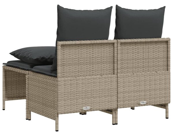 4 részes világosszürke polyrattan kerti ülőgarnitúra párnákkal