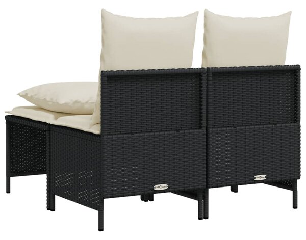 4 részes fekete polyrattan kerti ülőgarnitúra párnákkal