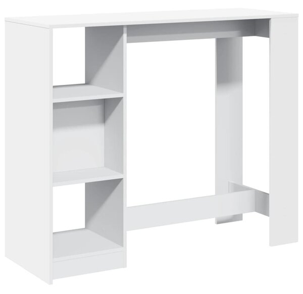 Fehér szerelt bárasztal polccal 124 x 46 x 103,5 cm