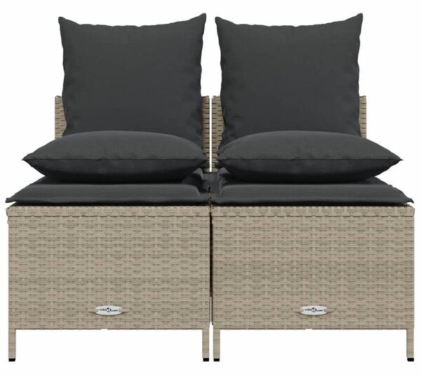 4 részes világosszürke polyrattan kerti ülőgarnitúra párnákkal