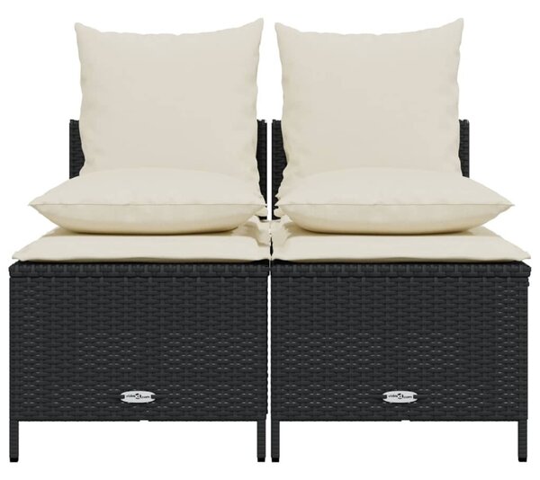 4 részes fekete polyrattan kerti ülőgarnitúra párnákkal