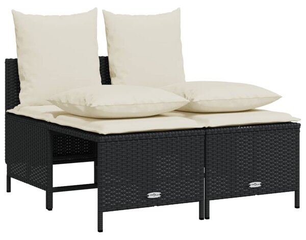 4 részes fekete polyrattan kerti ülőgarnitúra párnákkal