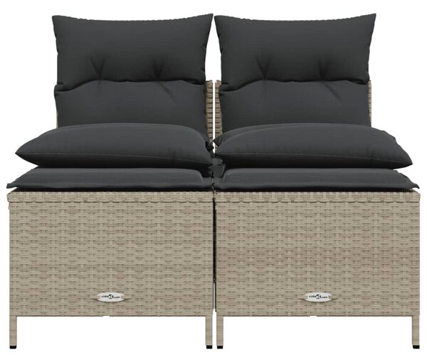 4 részes világosszürke polyrattan kerti ülőgarnitúra párnákkal