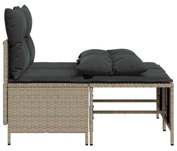 4 részes világosszürke polyrattan kerti ülőgarnitúra párnákkal