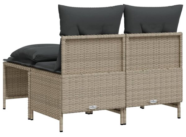 4 részes világosszürke polyrattan kerti ülőgarnitúra párnákkal