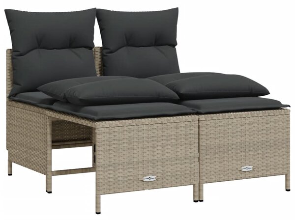 4 részes világosszürke polyrattan kerti ülőgarnitúra párnákkal