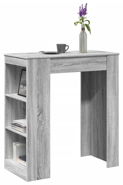 Szürke sonoma szerelt fa bárasztal tárolókkal 95x47x103,5 cm