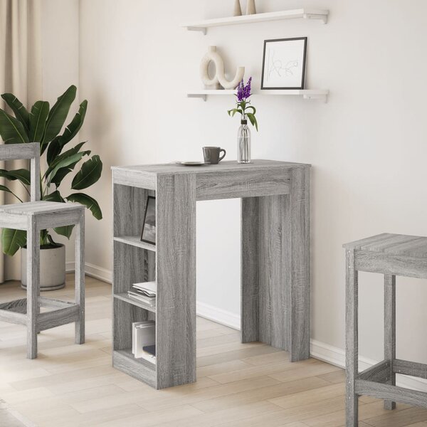 Szürke sonoma szerelt fa bárasztal tárolókkal 95x47x103,5 cm