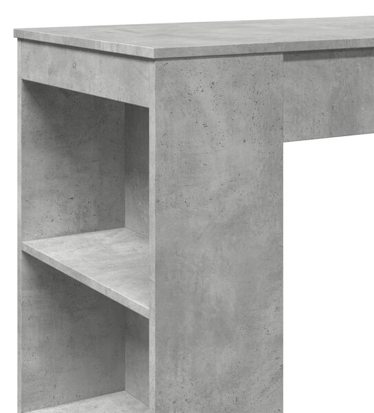 Betonszürke szerelt fa tárolórekeszes bárasztal 95x47x103,5 cm
