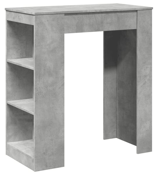 Betonszürke szerelt fa tárolórekeszes bárasztal 95x47x103,5 cm