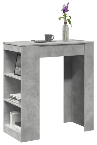 Betonszürke szerelt fa tárolórekeszes bárasztal 95x47x103,5 cm