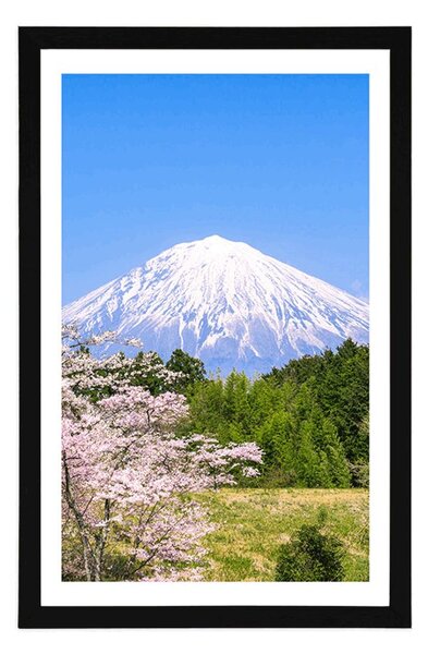 Poszter paszportuval Fuji vulkán