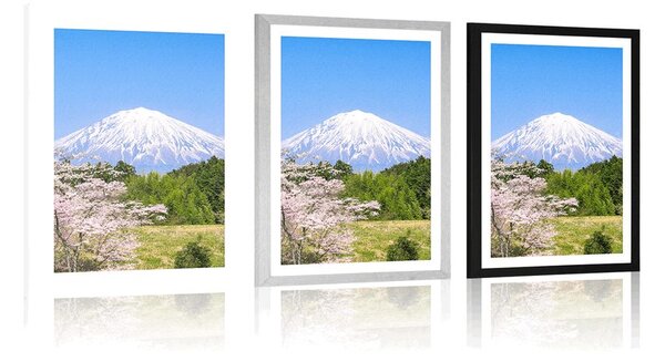 Poszter paszportuval Fuji vulkán