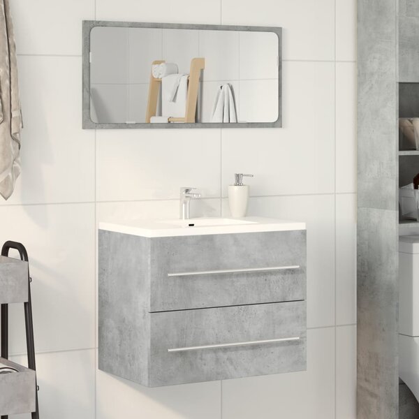Betonszürke szerelt fa mosdószekrény 60 x 38,5 x 48 cm