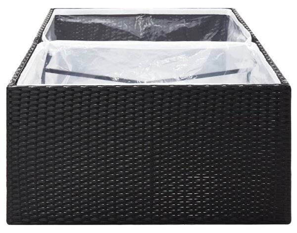 Fekete polyrattan kerti ültetőláda 157 x 80 x 40 cm