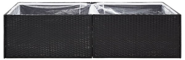 Fekete polyrattan kerti ültetőláda 157 x 80 x 40 cm