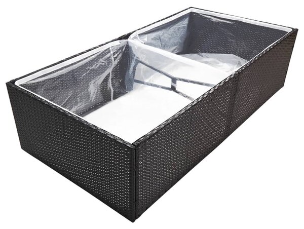 Fekete polyrattan kerti ültetőláda 157 x 80 x 40 cm