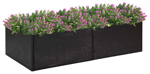 Fekete polyrattan kerti ültetőláda 157 x 80 x 40 cm