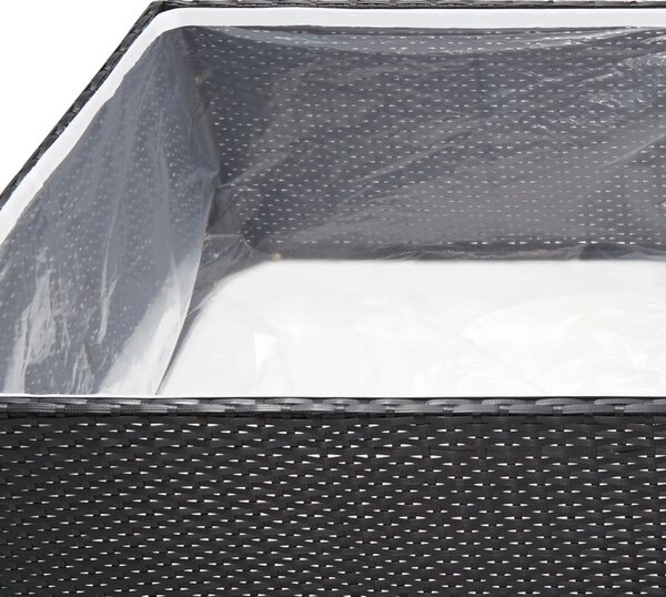 Fekete polyrattan kerti ültetőláda 157 x 80 x 40 cm