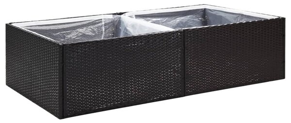 Fekete polyrattan kerti ültetőláda 157 x 80 x 40 cm
