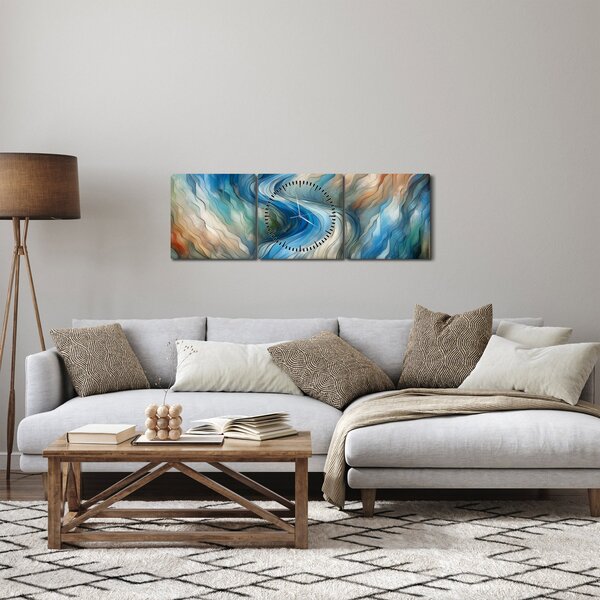 Kép - Absztrakt áramlat (órával) (90x30 cm)
