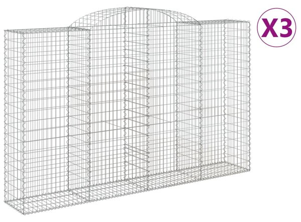 3 db íves horganyzott vas gabion kosár 300x50x180/200 cm