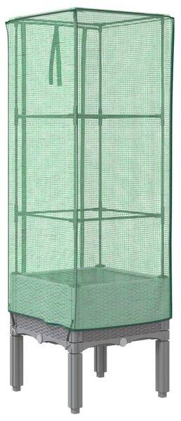 Rattan megjelenésű magaságyás melegháztakaróval 40x40x140 cm