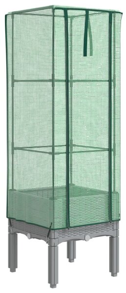Rattan megjelenésű magaságyás melegháztakaróval 40x40x140 cm
