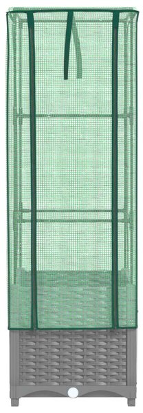Rattan megjelenésű magaságyás melegháztakaróval 40x40x139 cm